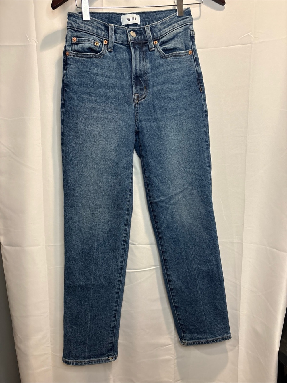 pistola Straight Leg High-Rise Jeans in medium blue wash